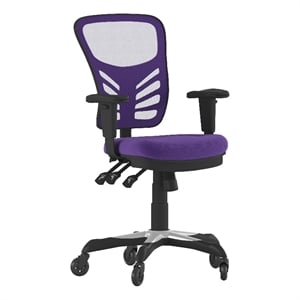 Pemberly Row Mid-Back Ergonomic Multifunction Mesh Chair with Wheels in Purple