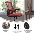 Pemberly Row Ergonomic Swivel Task Chair with Roller Wheels & Flip Up Arms-Red