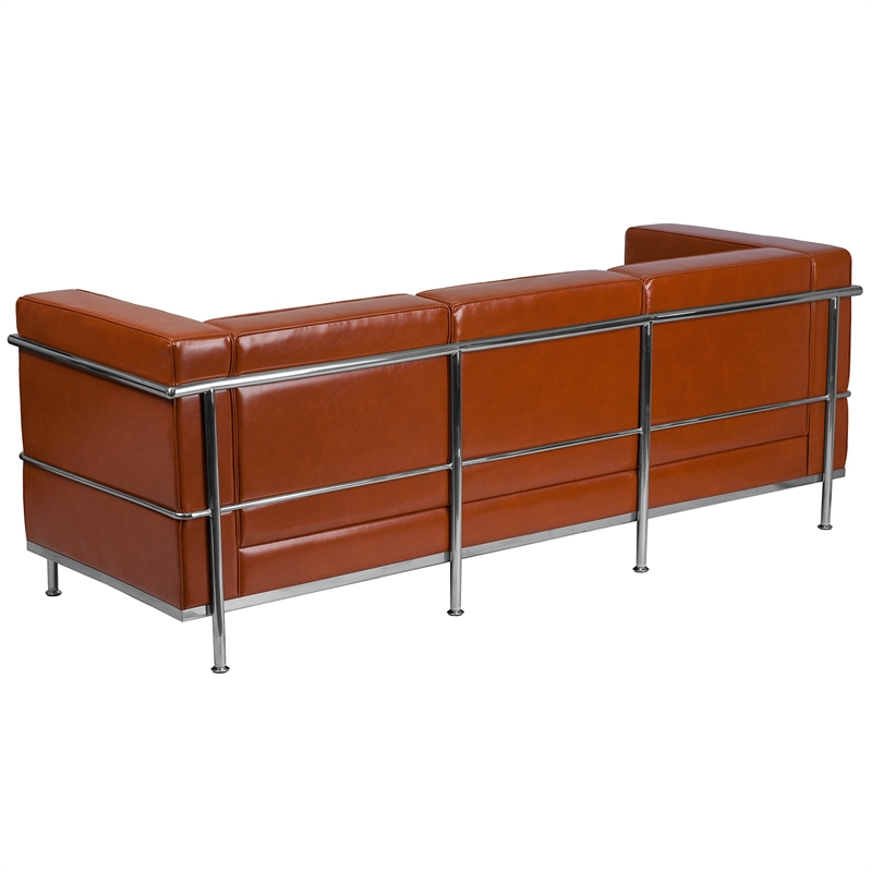 Pemberly Row Modern / Contemporary Faux Leather Sofa in Orange