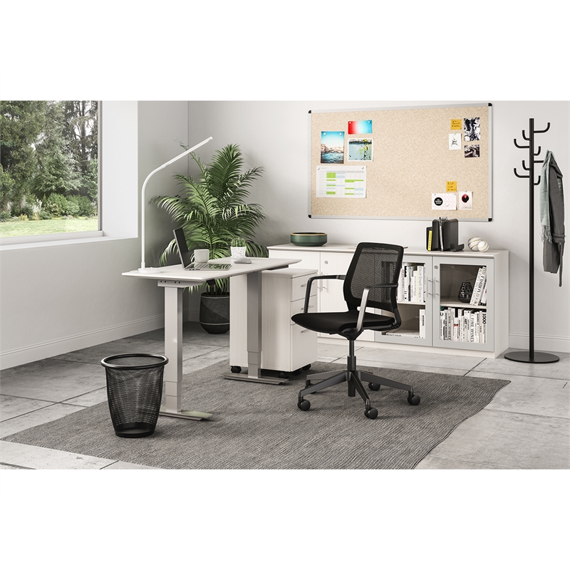 Pemberly Row Modern Transitional Plastic Conference Chair in Black