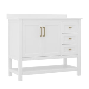 Pemberly Row 42&quot Bathroom Vanity with Sink Open Storage & Storage Drawers