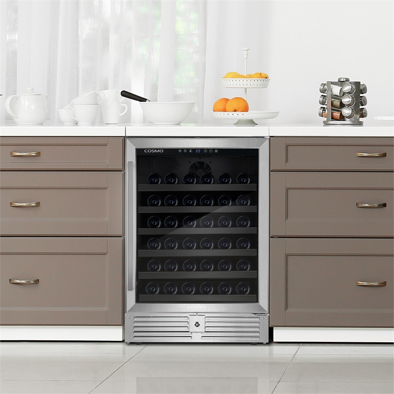 Pemberly Row 48-Bottle Single-Zone Stainless Steel Freestanding Wine Cooler