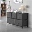 Pemberly Row 5 Drawer Fabric and Cast Iron Storage Chest in Black/Gray