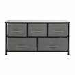 Pemberly Row 5 Drawer Fabric and Cast Iron Storage Chest in Black/Gray