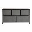 Pemberly Row 5 Drawer Fabric and Cast Iron Storage Chest in Black/Gray