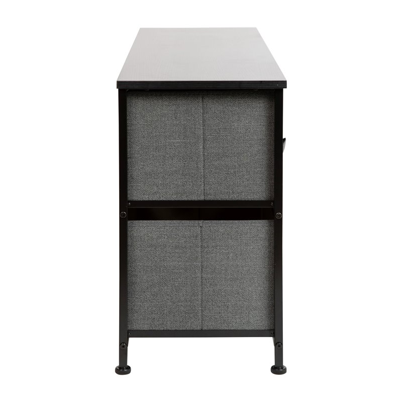 Pemberly Row 5 Drawer Fabric and Cast Iron Storage Chest in Black/Gray