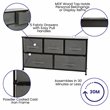 Pemberly Row 5 Drawer Fabric and Cast Iron Storage Chest in Black/Gray