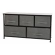 Pemberly Row 5 Drawer Fabric and Cast Iron Storage Chest in Black/Gray