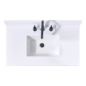 Pemberly Row 37&quot Stone effects Vanity Top in Snow White with White Sink