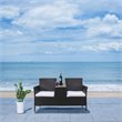 Pemberly Row Polyester Fabric/Foam Patio Loveseat in Black/White Cushion
