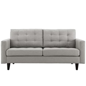 Pemberly Row Modern Upholstered Fabric Loveseat in Light Gray