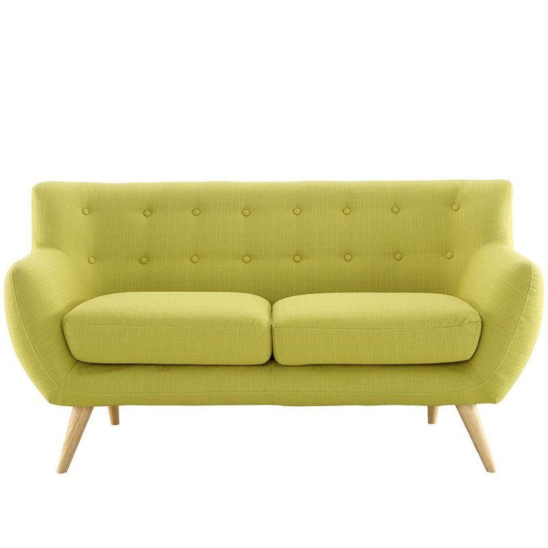 Pemberly Row Modern Upholstered Fabric Loveseat in Wheatgrass Green