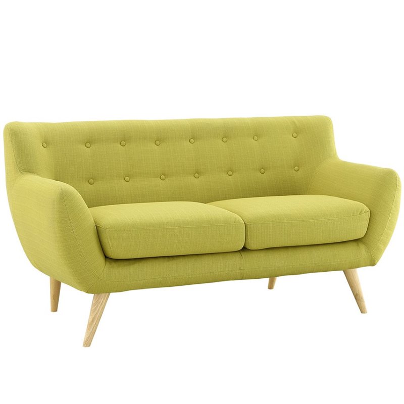 Pemberly Row Modern Upholstered Fabric Loveseat in Wheatgrass Green