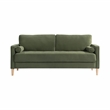 Pemberly Row Mid-Century Stationary Sofa in Olive Fabric Upholstery