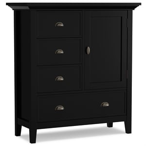 Pemberly Row Solid Wood 39&quot Transitional Medium Storage Cabinet in Black