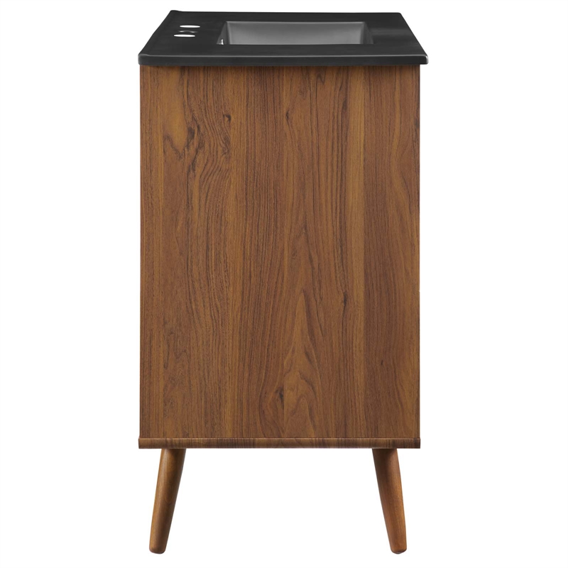 Pemberly Row Modern Wood/Ceramic Bathroom Vanity in Walnut/White