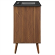 Pemberly Row Modern Wood/Ceramic Bathroom Vanity in Walnut/White