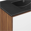 Pemberly Row Modern Wood/Ceramic Bathroom Vanity in Walnut/White