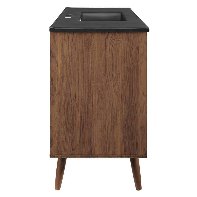 Pemberly Row Modern Wood Single Sink Bathroom Vanity in Walnut/White