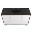 Pemberly Row Modern Wood Single Sink Bathroom Vanity in Walnut/White