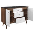 Pemberly Row Modern Wood Single Sink Bathroom Vanity in Walnut/White
