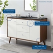 Pemberly Row Modern Wood Single Sink Bathroom Vanity in Walnut/White