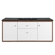 Pemberly Row Modern Wood Wall-Mount Bathroom Vanity in Walnut/White