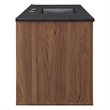 Pemberly Row Modern Wood Wall-Mount Bathroom Vanity in Walnut/White