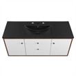 Pemberly Row Modern Wood Wall-Mount Bathroom Vanity in Walnut/White