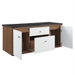 Pemberly Row Modern Wood Wall-Mount Bathroom Vanity in Walnut/White