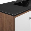 Pemberly Row Modern Wood Wall-Mount Bathroom Vanity in Walnut/White
