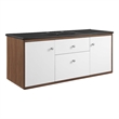 Pemberly Row Modern Wood Wall-Mount Bathroom Vanity in Walnut/White