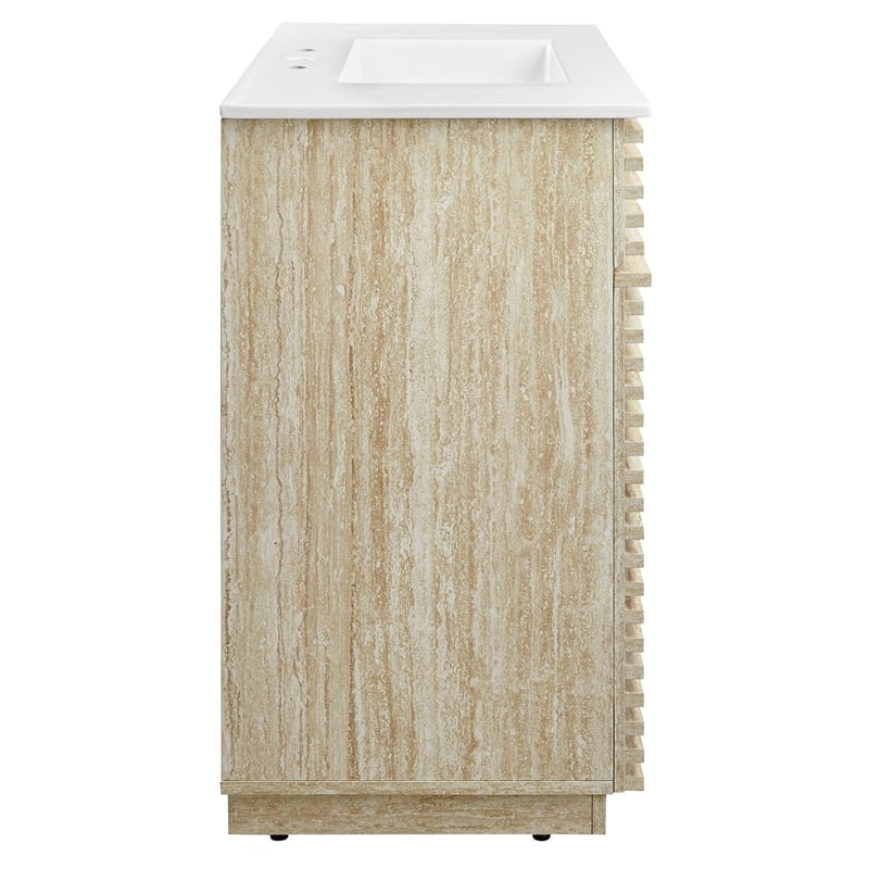 Pemberly Row Contemporary Bathroom Vanity With Sink in White
