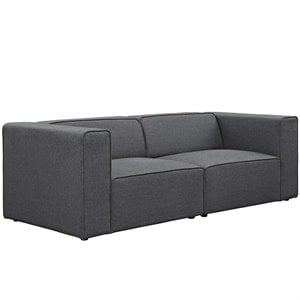 Pemberly Row 2-Piece Fabric Upholstered Loveseat in Gray Finish