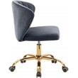 Pemberly Row Swivel Adjustable Gray Velvet and Gold Office Chair