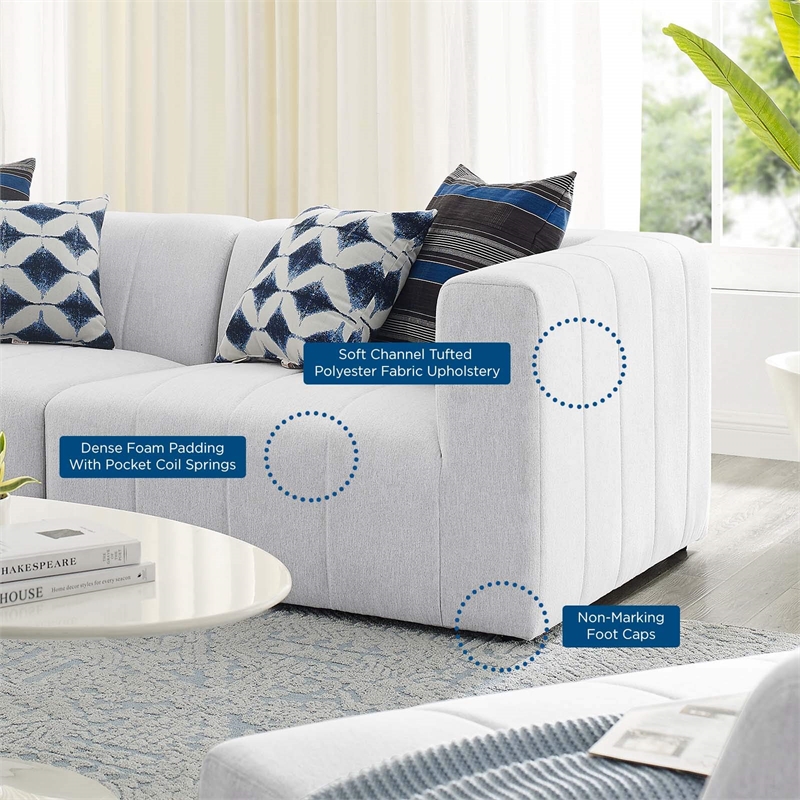 Pemberly Row Contemporary 2-Piece Upholstered Fabric Loveseat in Ivory