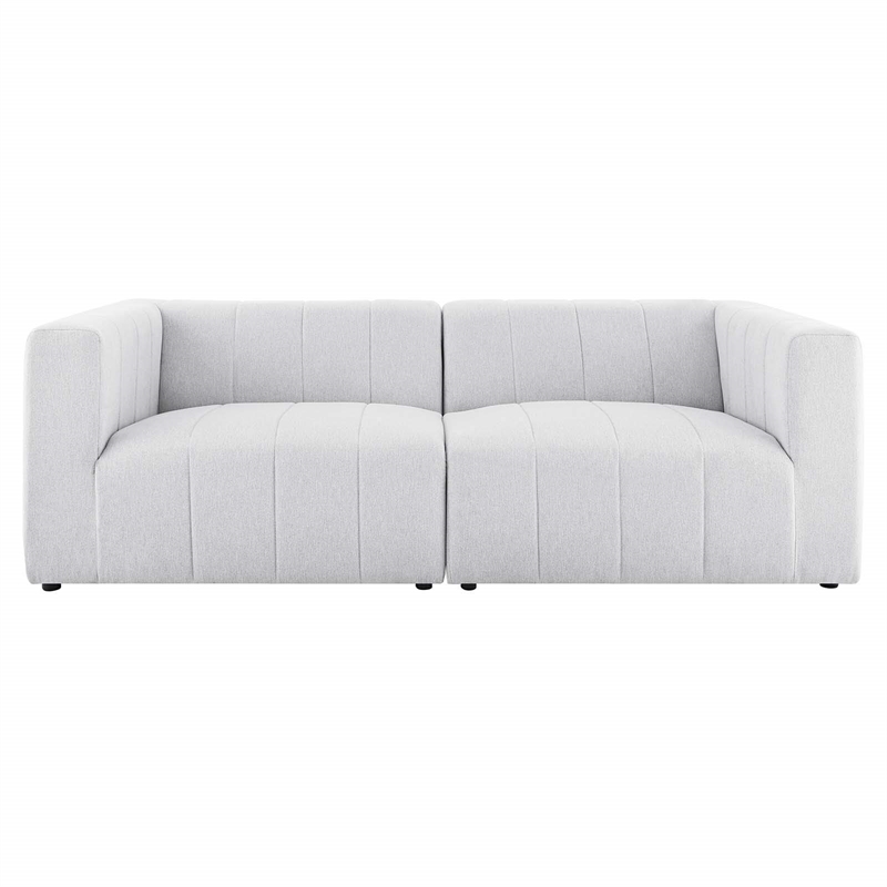 Pemberly Row Contemporary 2-Piece Upholstered Fabric Loveseat in Ivory