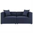Pemberly Row Fabric Upholstered Outdoor Patio Loveseat in Navy