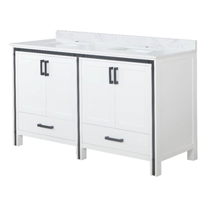 Pemberly Row 60&quot Cultured Marble Top Double Vanity with Sink in White