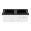 Pemberly Row Modern Wood/Ceramic Double Sink Bathroom Vanity in White/Black