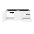 Pemberly Row Modern Wood/Ceramic Double Sink Bathroom Vanity in White/Black