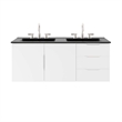 Pemberly Row Modern Wood/Ceramic Double Sink Bathroom Vanity in White/Black
