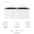 Pemberly Row Modern Wood/Ceramic Double Sink Bathroom Vanity in White/Black