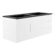 Pemberly Row Modern Wood/Ceramic Double Sink Bathroom Vanity in White/Black