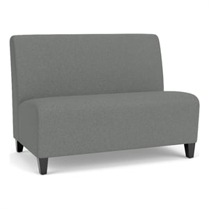 Pemberly Row Reception Waiting Armless Loveseat with Black Steel Legs-Gray