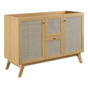 Pemberly Row 48&quot Wood Single or Double Sink Comp Bathroom Vanity Cabinet in Oak