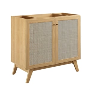 Pemberly Row 36&quot Wood Bathroom Vanity Cabinet with Adjustable Shelf in Oak