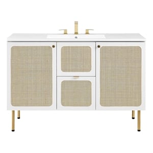 Pemberly Row 48&quot Single Sink Wood & Metal Bathroom Vanity in White