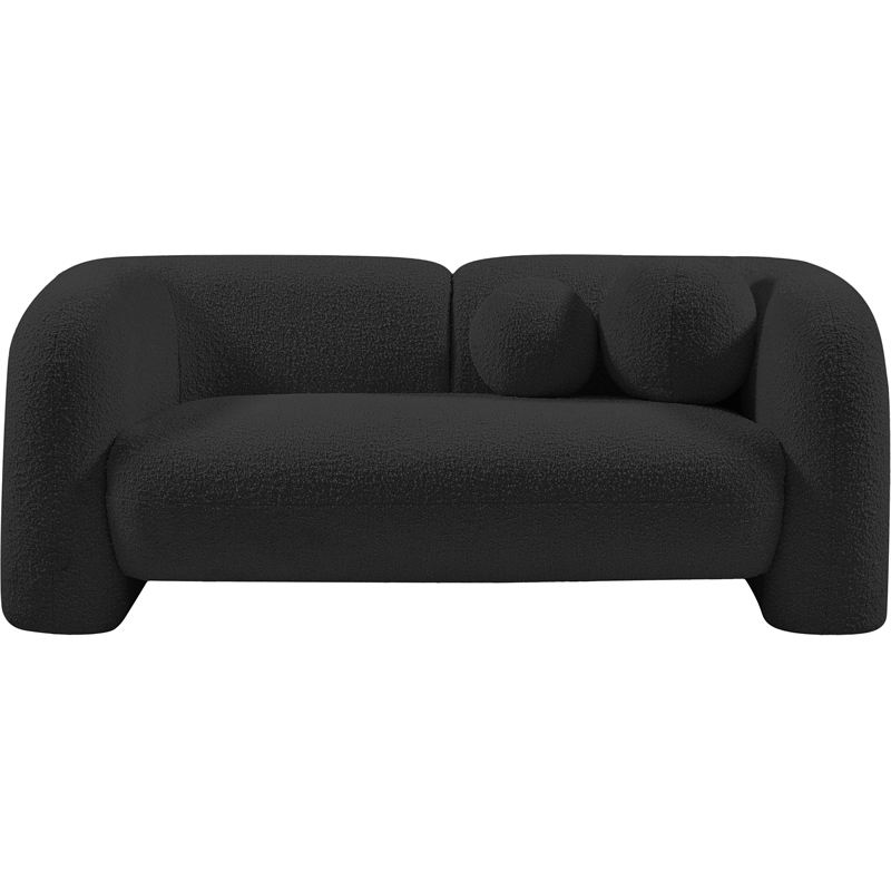 Pemberly Row Modern / Contemporary Black Boucle Fabric Loveseat