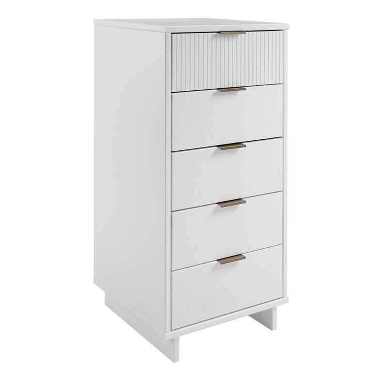 Pemberly Row Contemporary Tall & Narrow Engineered Wood Dresser in White